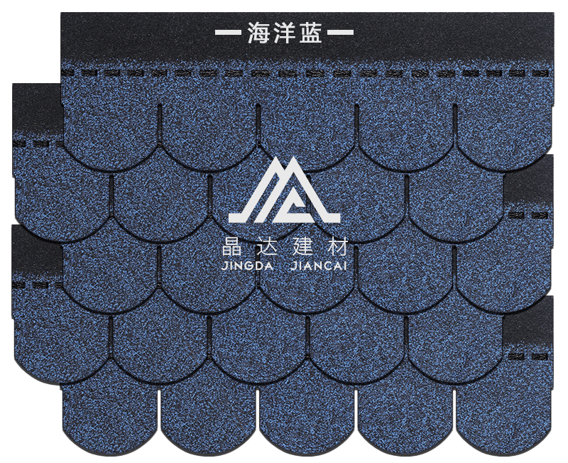 魚鱗海洋藍瀝青瓦
